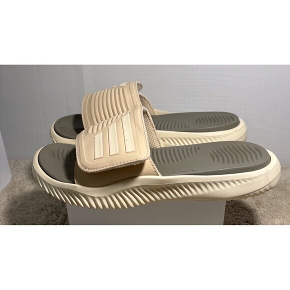 Adidas Alphabounce Slide 2.0 Sandals Cushioned Sole Beige Olive Men 5 Women 6 - Picture 9 of 12